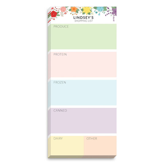 Floral Pastel Squares Grocery List Notepads